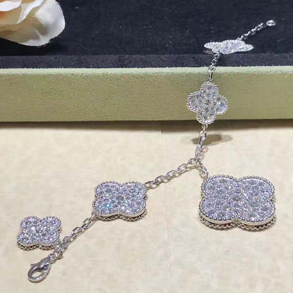 [Amore Jewels]CLOVER 6 MOTIFS SILVER DIAMOND BRACELET
