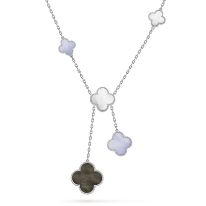 [Amore Jewels]CLOVER MOP CHALCEDONY NECKLACE SILVER 6 MOTIF