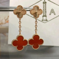 [Amore Jewels]CLOVER 2 MOTIF  LASER CARNELIAN EARRINGS