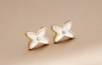 [Amore Jewels]JEUX DE WHITE MOP PINK GOLD DIAMOND EARRINGS