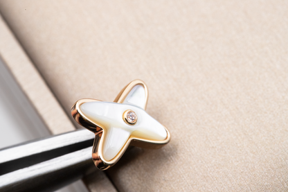 [Amore Jewels]JEUX DE WHITE MOP ROSE GOLD DIAMOND EARRINGS
