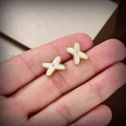 [Amore Jewels]JEUX DE WHITE MOP GOLD DIAMOND EARRINGS