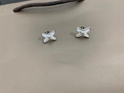 [Amore Jewels]JEUX DE WHITE MOP SILVER DIAMOND EARRINGS