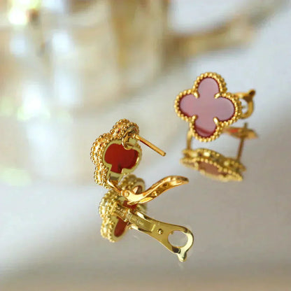[Amore Jewels]CLOVER MEDIUM 1 MOTIFS CARNELIAN  EARRINGS