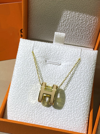 [Amore Jewels]HM CLIC YELLOW ENAMEL GOLD NECKLACE