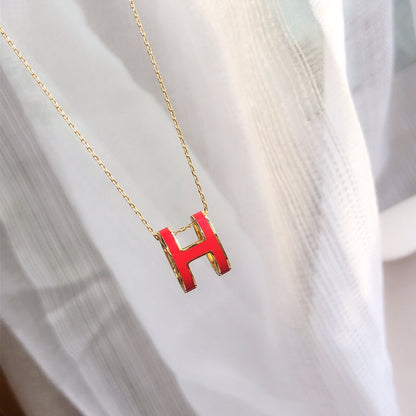 [Amore Jewels]HM CLIC RED ENAMEL GOLD NECKLACE