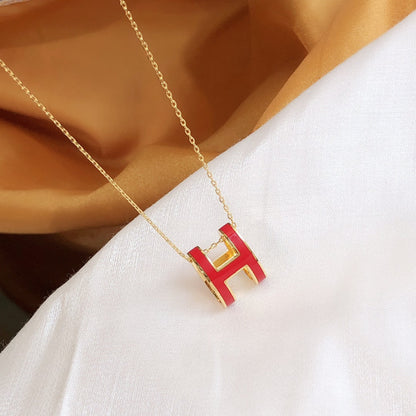 [Amore Jewels]HM CLIC RED ENAMEL GOLD NECKLACE