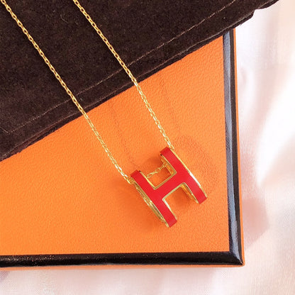 [Amore Jewels]HM CLIC RED ENAMEL GOLD NECKLACE