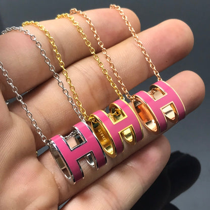 [Amore Jewels]H NECKLACE PINK