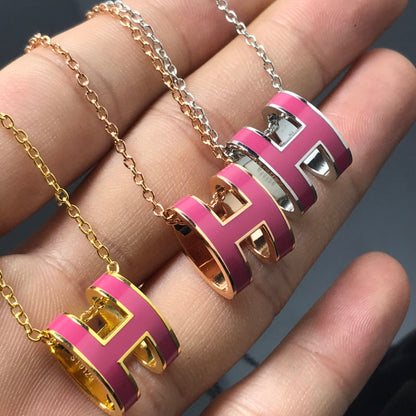 [Amore Jewels]H NECKLACE PINK