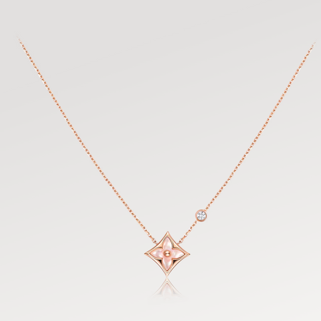 [Amore Jewels]STAR PINK MOP 1 DIAMOND PINK GOLD NECKLACE