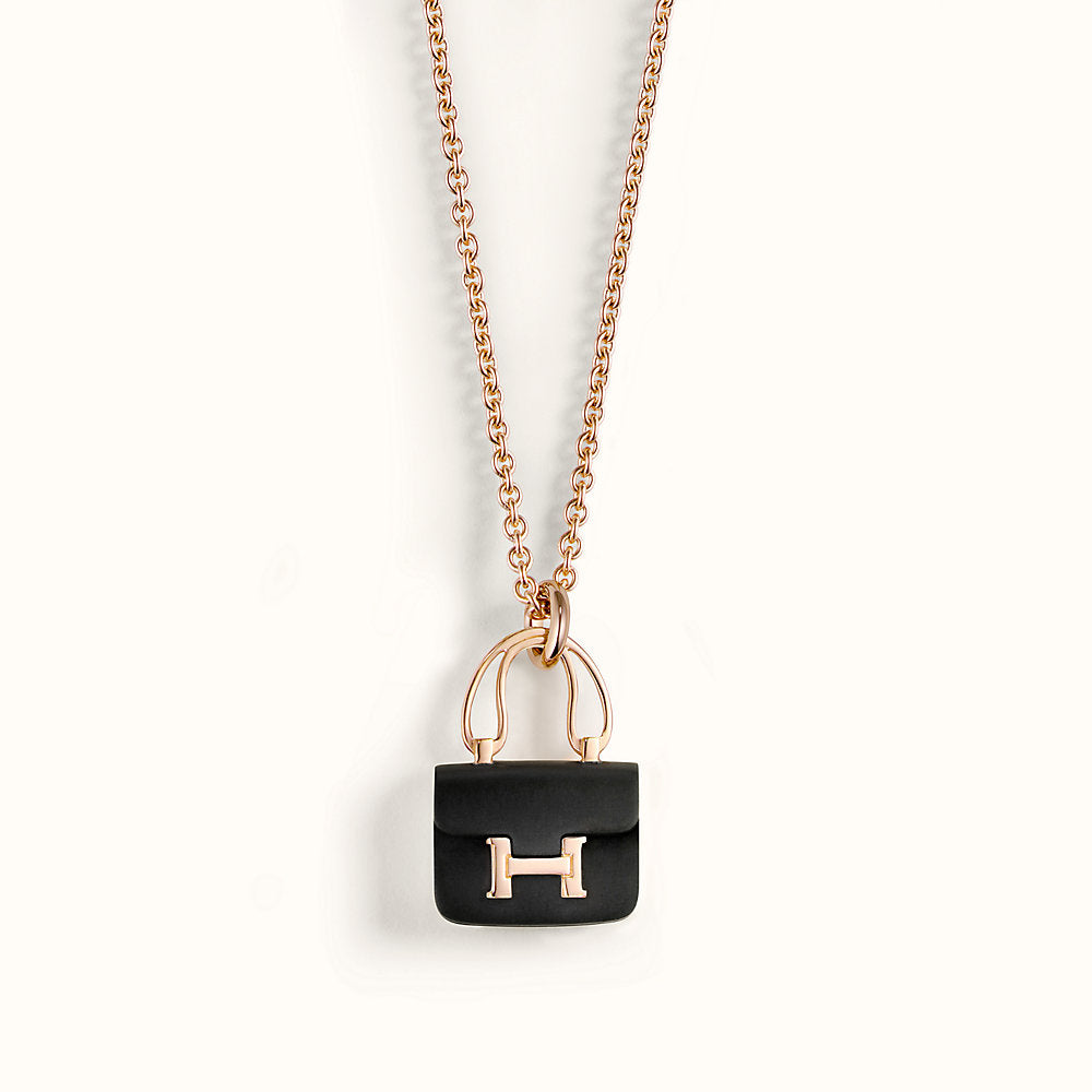 [Amore Jewels]CONSTANCE BLACK PEDANT PINK GOLD NECKLACE
