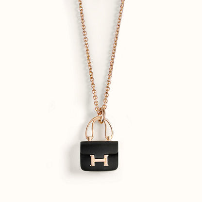 [Amore Jewels]CONSTANCE BLACK PEDANT PINK GOLD NECKLACE
