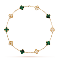 [Amore Jewels]CLOVER 10 MOTIFS MALACHITE DIAMOND NECKLACE