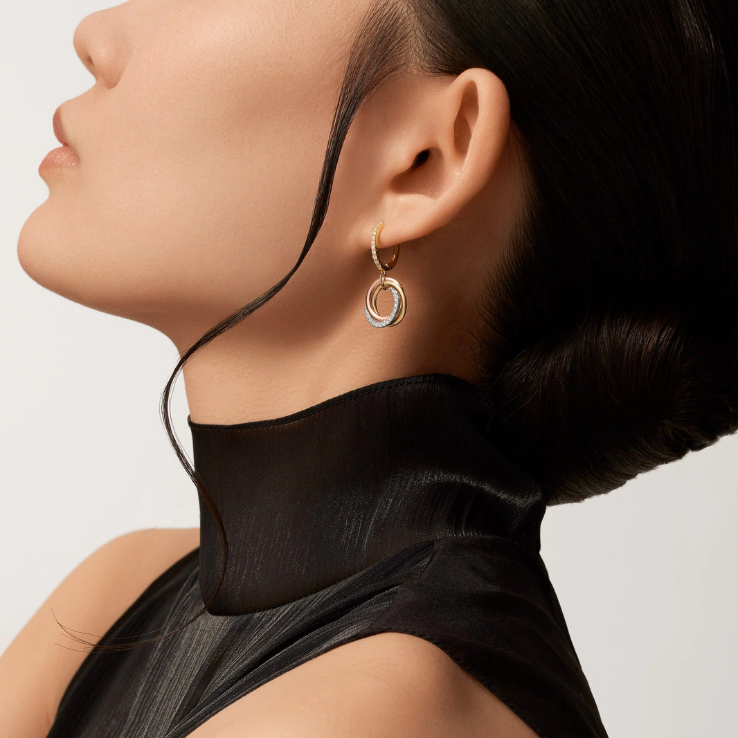 [Amore Jewels]TRINITY HALF DIAMOND  EARRINGS