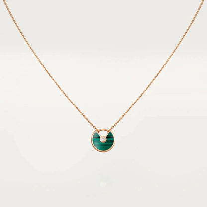 [Amore Jewels]AMULETTE ROSE GOLD MALACHITE NECKLACE