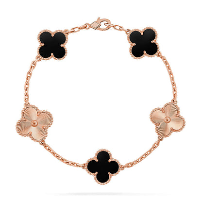 [Amore Jewels] CLOVER 5 MOTIF ONYXS BRACELET COLLECTION
