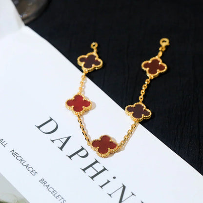 [Amore Jewels] CLOVER 5 MOTIF RED CORNELIAN BRACELET COLLECTION