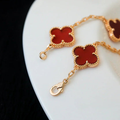 [Amore Jewels] CLOVER 5 MOTIF RED CORNELIAN BRACELET COLLECTION