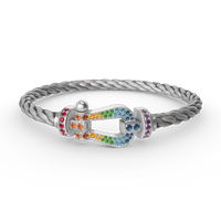 [Amore Jewels]FORC LARGE HORSESHOE  COLORED DIAMOND BRACELET SILVER