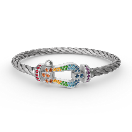 [Amore Jewels]FORC LARGE HORSESHOE  COLORED DIAMOND BRACELET SILVER