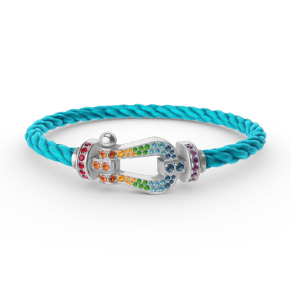 [Amore Jewels]FORC LARGE HORSESHOE  COLORED DIAMOND BRACELET SILVER