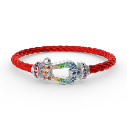 [Amore Jewels]FORC LARGE HORSESHOE  COLORED DIAMOND BRACELET SILVER