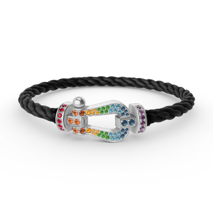 [Amore Jewels]FORC LARGE HORSESHOE  COLORED DIAMOND BRACELET SILVER