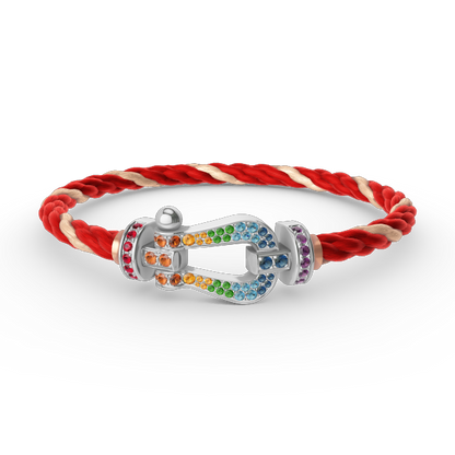 [Amore Jewels]FORC LARGE HORSESHOE  COLORED DIAMOND BRACELET SILVER