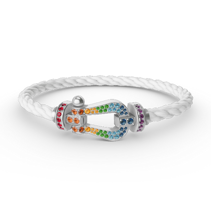 [Amore Jewels]FORC LARGE HORSESHOE  COLORED DIAMOND BRACELET SILVER