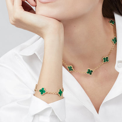 [Amore Jewels]CLOVER 10 MOTIFS MALACHITE NECKLACE