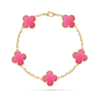 [Amore Jewels]NEW CLOVER 5 MOTIFS PINK ENAMEL BRACELET