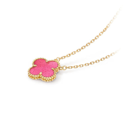 [Amore Jewels] NEW CLOVER 15MM PINK ENAMEL NECKLACE