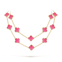 [Amore Jewels] NEW CLOVER 20 MOTIFS PINK ENAMEL NECKLACE