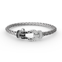 [Amore Jewels]FORCE LARGE HORSESHOE BLACK WHITE DIAMOND BRACELET SILVER