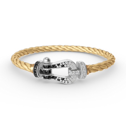 [Amore Jewels]FORCE LARGE HORSESHOE BLACK WHITE DIAMOND BRACELET SILVER