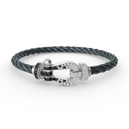 [Amore Jewels]FORCE LARGE HORSESHOE BLACK WHITE DIAMOND BRACELET SILVER