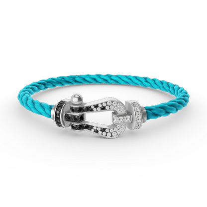 [Amore Jewels]FORCE LARGE HORSESHOE BLACK WHITE DIAMOND BRACELET SILVER