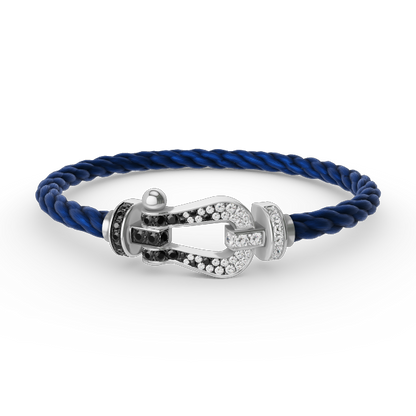 [Amore Jewels]FORCE LARGE HORSESHOE BLACK WHITE DIAMOND BRACELET SILVER