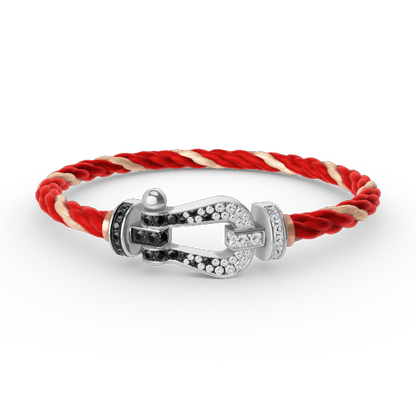 [Amore Jewels]FORCE LARGE HORSESHOE BLACK WHITE DIAMOND BRACELET SILVER