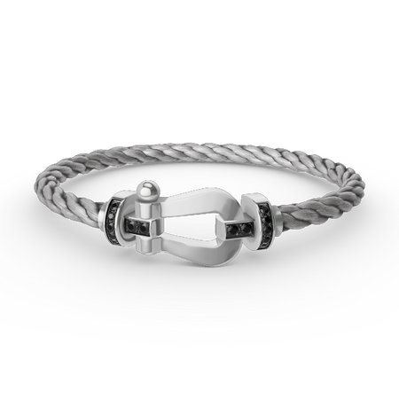 [Amore Jewels]FORCE LARGE HORSESHOE BLACK DIAMOND BRACELET SILVER