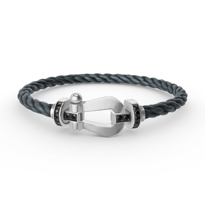 [Amore Jewels]FORCE LARGE HORSESHOE BLACK DIAMOND BRACELET SILVER