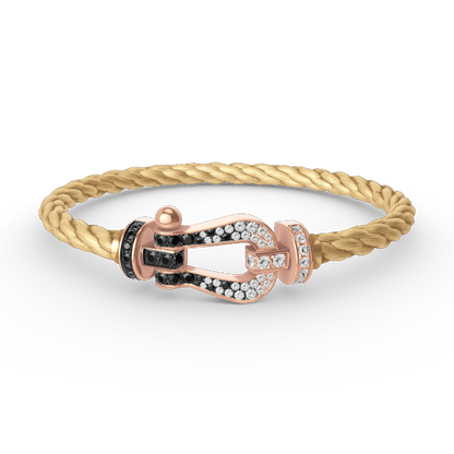 [Amore Jewels]FORCE LARGE HORSESHOE BLACK WHITE DIAMOND BRACELET ROSE GOLD