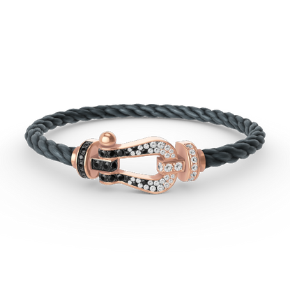 [Amore Jewels]FORCE LARGE HORSESHOE BLACK WHITE DIAMOND BRACELET ROSE GOLD