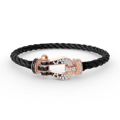 [Amore Jewels]FORCE LARGE HORSESHOE BLACK WHITE DIAMOND BRACELET ROSE GOLD