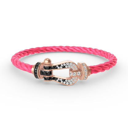 [Amore Jewels]FORCE LARGE HORSESHOE BLACK WHITE DIAMOND BRACELET ROSE GOLD