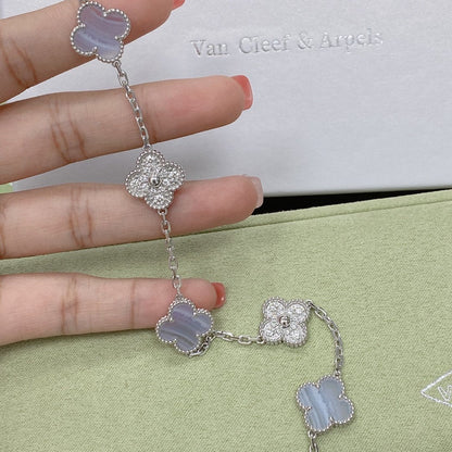[Amore Jewels] CLOVER 5 MOTIF PURPLE CHALCEDONY BRACELET COLLECTION