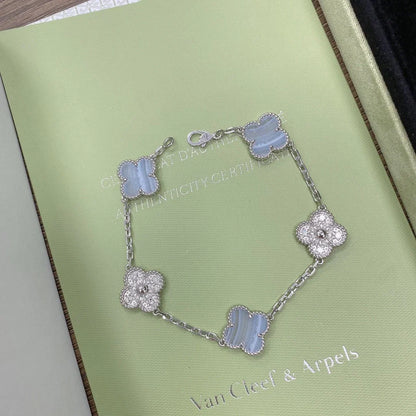 [Amore Jewels] CLOVER 5 MOTIF PURPLE CHALCEDONY BRACELET COLLECTION