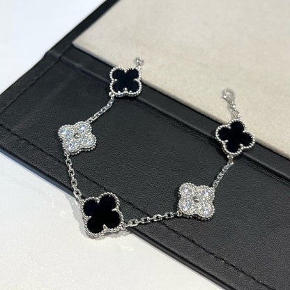 [Amore Jewels] CLOVER 5 MOTIF ONYXS BRACELET COLLECTION