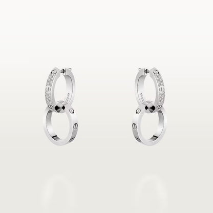 [Amore Jewels]LOVE 3.3MM DANGLE HALF DIAMOND EARRINGS